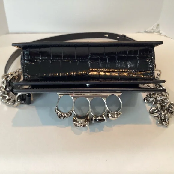 ALEXANDER MCQUEEN MINI CROC EMBOSSED JEWELLED  SATCHEL - Picture 5 of 14